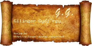 Gilinger György névjegykártya